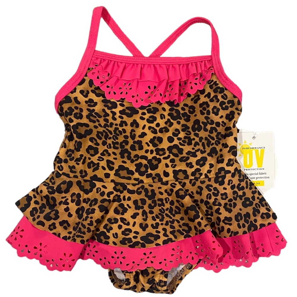 Leopard & Pink Ruffle Swimsuit